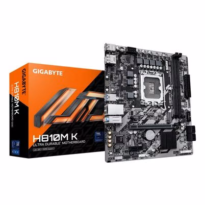Tarjeta Madre Gigabyte H810M K de Color Gris con Socket LGA 1851, Soporte DDR5 hasta 128GB y PCIe 4.0